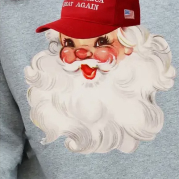Gray Santa Sweatshirt with Red Hat - Picture 1 of 1